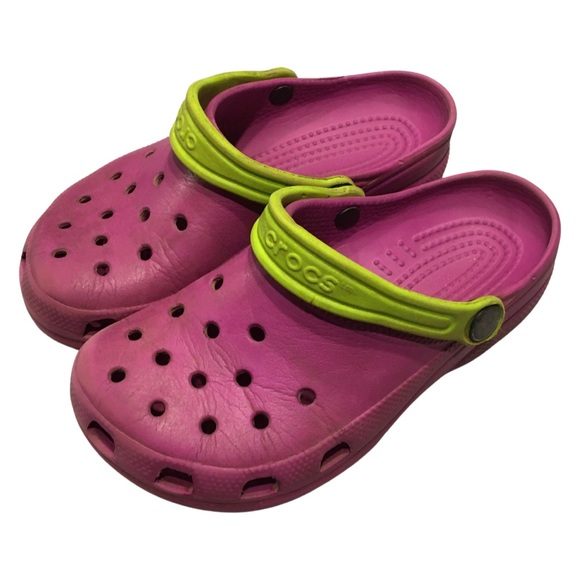 Children’s Purple and Lime Green Crocs Sz 12-13 - Picture 5 of 6